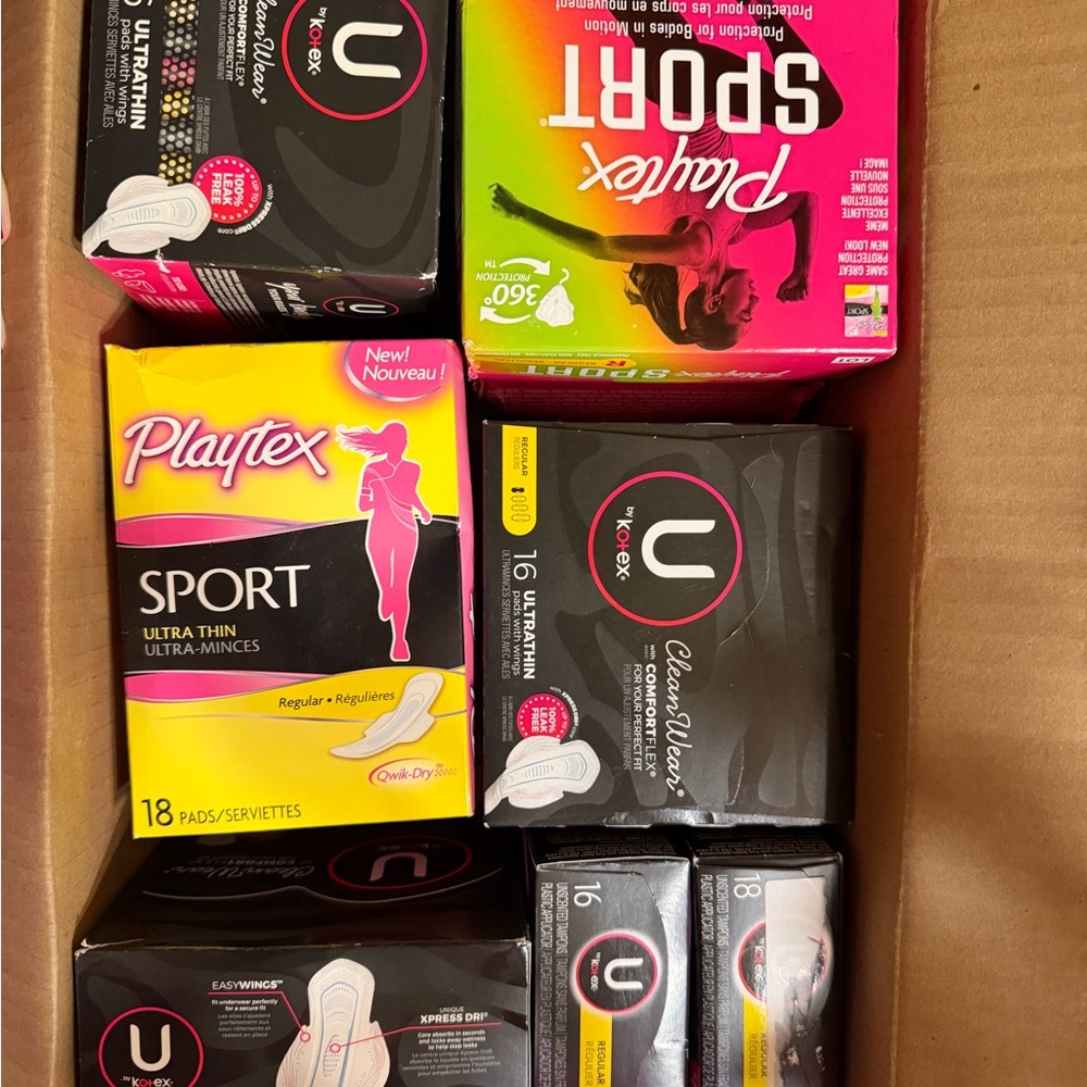 Playtex Sport Ultra Thin Pads - Black and Pink set of 8 boxes NEW